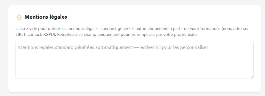 Administration des mentions légales